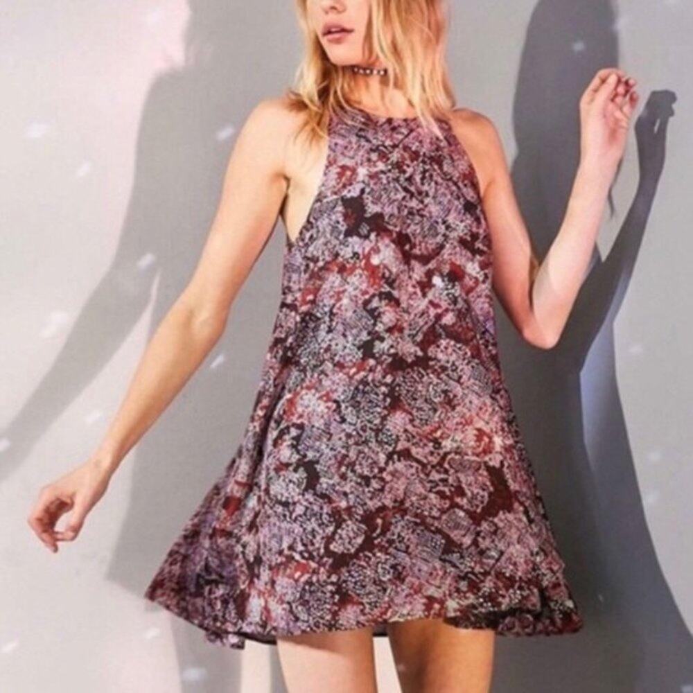 Silence + Noise Dress Womens M Purple Floral Swing Mini Festival Bohemian